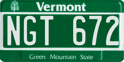 VT license plate NGT672