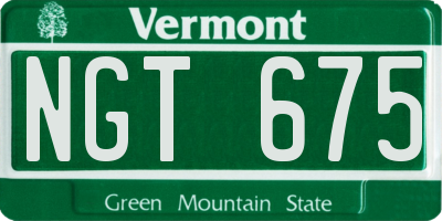 VT license plate NGT675