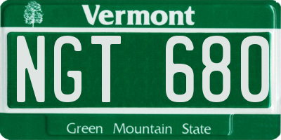 VT license plate NGT680