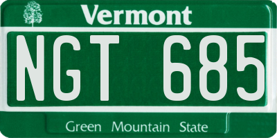 VT license plate NGT685