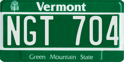 VT license plate NGT704