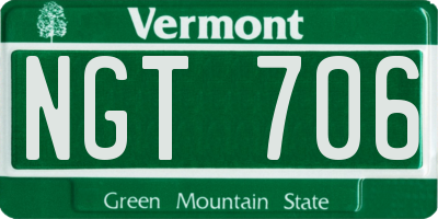 VT license plate NGT706