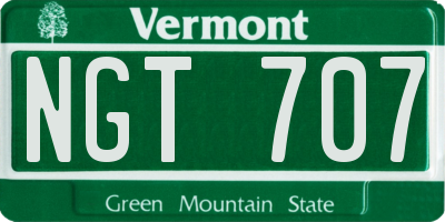 VT license plate NGT707