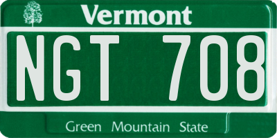 VT license plate NGT708
