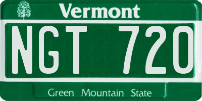 VT license plate NGT720
