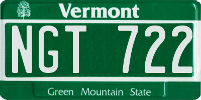 VT license plate NGT722