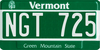 VT license plate NGT725