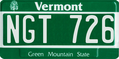 VT license plate NGT726