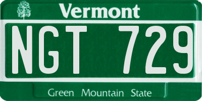 VT license plate NGT729