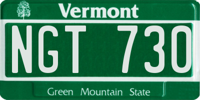 VT license plate NGT730