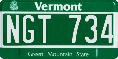 VT license plate NGT734