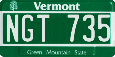 VT license plate NGT735