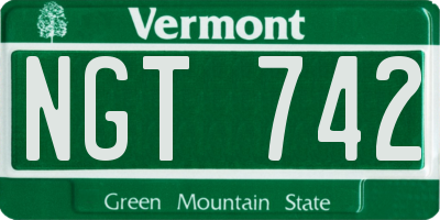 VT license plate NGT742