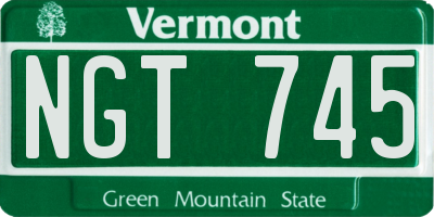 VT license plate NGT745