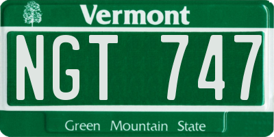 VT license plate NGT747