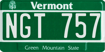 VT license plate NGT757
