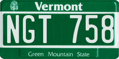 VT license plate NGT758