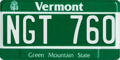 VT license plate NGT760