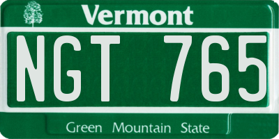 VT license plate NGT765