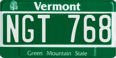 VT license plate NGT768