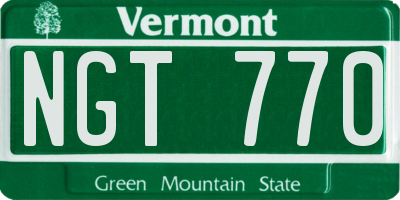 VT license plate NGT770