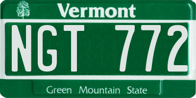 VT license plate NGT772