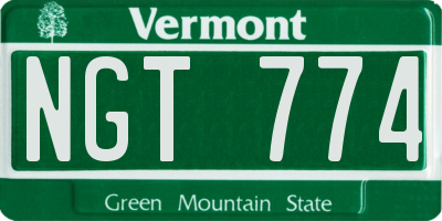 VT license plate NGT774