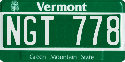 VT license plate NGT778