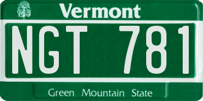 VT license plate NGT781