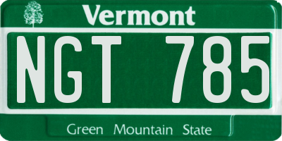 VT license plate NGT785