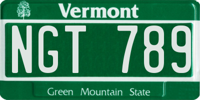 VT license plate NGT789