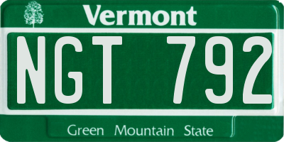 VT license plate NGT792