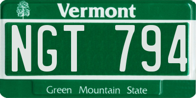 VT license plate NGT794