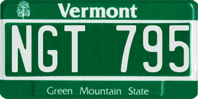 VT license plate NGT795