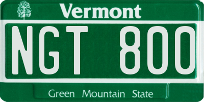VT license plate NGT800