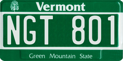VT license plate NGT801