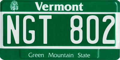 VT license plate NGT802