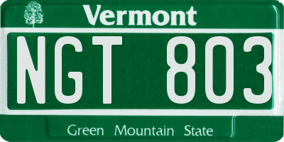 VT license plate NGT803