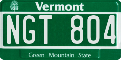 VT license plate NGT804
