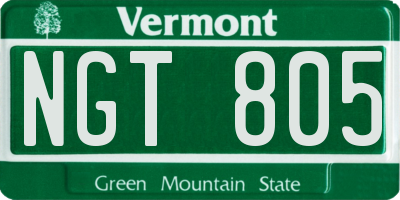 VT license plate NGT805