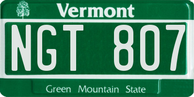 VT license plate NGT807