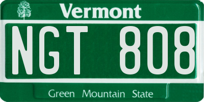 VT license plate NGT808