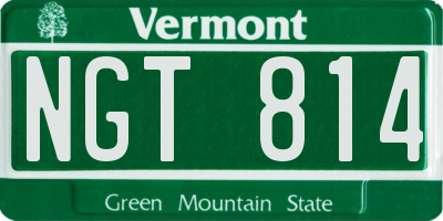 VT license plate NGT814