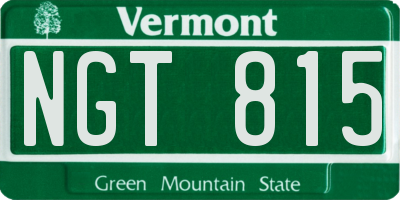 VT license plate NGT815
