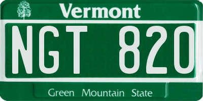 VT license plate NGT820
