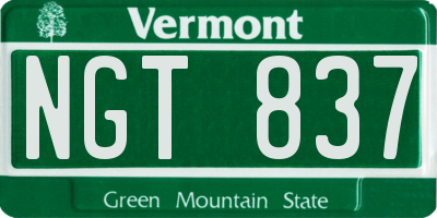 VT license plate NGT837