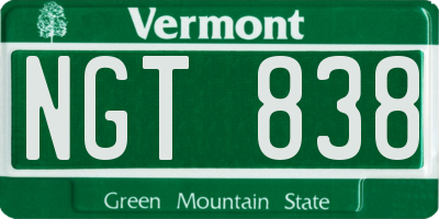 VT license plate NGT838
