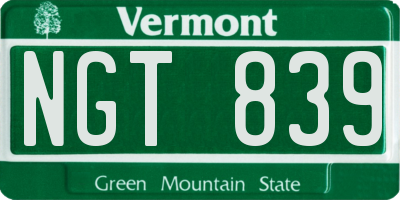 VT license plate NGT839