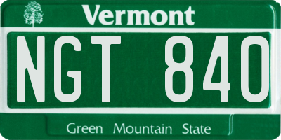 VT license plate NGT840