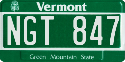 VT license plate NGT847